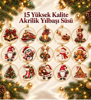 15 Adet Yılbaşı Ağaç Süsü Seti - Yeni Yıl Çam Ağacı Süsleme Paketi, Akrilik Yılbaşı Ağaç Süsleri