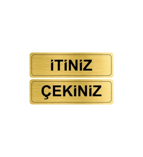 Itiniz-çekiniz Metal Kapı Etiketi 20x6 Cm Gold