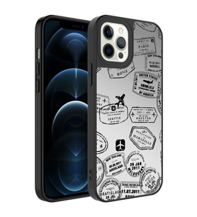 Apple iPhone 12 Pro Max Kılıf Aynalı Desenli Kamera Korumalı Parlak Zore Mirror Kılıf Seyahat