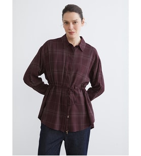 LCWAIKIKI Classic Bordo Ekose Kadın Gömlek Tunik