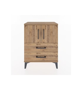 Arges Komodin 2 Raflı 2 Çekmeceli 2 Kapaklı 60x30x80 Çam-Çam