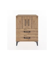 Arges Komodin 2 Raflı 2 Çekmeceli 2 Kapaklı 60x30x80 Çam-Çam