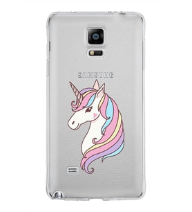 Samsung Galaxy Note 4 Kapak Unicorn Tasarımlı Şeffaf Silikon Kılıf