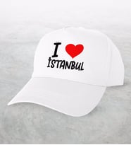 BK Gift I Love İstanbul Tasarımlı Beyaz Şapka - Model 1