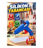 60 W Silikon Tabancası 11 mm 5 Adet Silikon Çubuk Hediyeli Hobi ve Tamir Yapıştırma Tabancası