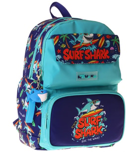 Kaukko Kids Erkek Çocuk Süpar Köpekbalığı Baskılı Okul Çantası - Yeşil - Lacivert - Surf - L5354