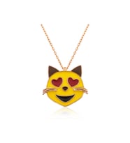 Gümüş Kalp Gözlü Kedi Emoji Kadın Kolye CSR2180300