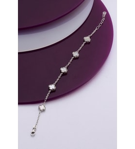 925 Ayar Gümüş Beşli 8 mm Yonca Bileklik (Sedef)