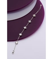 925 Ayar Gümüş Beşli 8 mm Yonca Bileklik (Sedef)