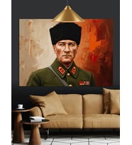 Asker Üniformalı Atatürk Dekoratif Kanvas - Mdf Ahşap Tablo