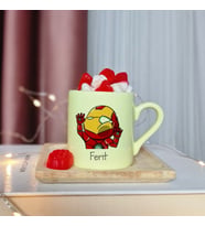 Iron Man Tasarımlı Kişiye Özel Sarı Türk Kahvesi Fincanı