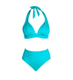 Beria Kadın Yarım Dolgulu Turkuaz Yüksek Bel Bikini Takımı