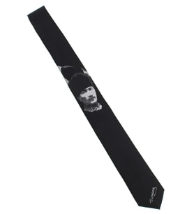 Atatürk ve İmza Desenli Dokuma Siyah Kravat - AK-13