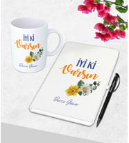 Kişiye Özel Anneler Günü ,Öğretmenler Günü, Sevgililer Günü ,8 Mart Dünya Kadınlar Günü Hediyesi Beyaz Defter &Kupa &Kalem Seti