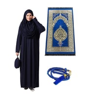 Tek Parça Namaz Elbisesi - Seccade - Tesbih - İbadet Seti - Lacivert