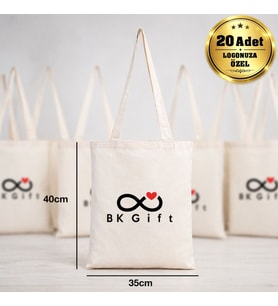Logonuza Özel 20 Adet Ham Bez Çanta 35x40 cm – Promosyon Logo Baskılı Ham Bez Çanta