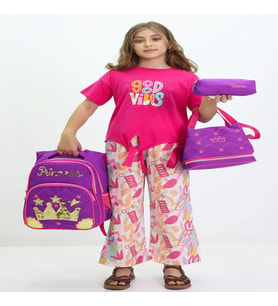 Lugmo Princess 3 Lü Ortaokul Çanta Seti İlkokul Çantası Komple Astarlı Mor