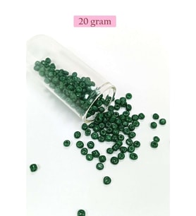 Dökme Cam Kum Boncuk Büyük Boy (6/0) 4 mm - 20 Gram - Koyu Yeşil - BNC104