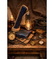 WoodyLight Rustik El Yapımı Masif Ahşap Masa Lambası - Retro Edison Tasarım Dekoratif Gece Lambası (Haki-Bej-Siyah-Beyaz-Gri)