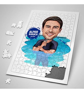 Kişiye Özel Hediye 240 Parça Havuzdaki Erkek Karikatürlü Puzzle