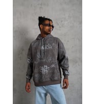 Erkek 3 İplik Pamuklu Kapüşonlu Kanguru Cepli Sweatshirt Hoodie - Gri