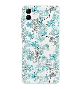 Samsung Galaxy A04  Kapak Floral Su Yeşili Tasarımlı Şeffaf  Kılıf