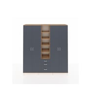 Hyperion Dolap 17 Raflı 3 Çekmeceli 4 Kapaklı 220x44x243 Çam-Antrasit/Antrasit