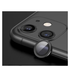 Apple iPhone 12 Mini Kamera Koruyucu Lens Mercek Metal Çerçeveli 2li Set Siyah Black