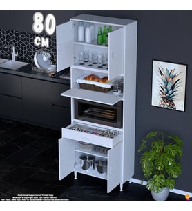 Eliusta Çağıl 80 cm Çok Amaçlı Fırın Dolabı - Mutfak Kiler Banyo Antre Hobi Dolabı 80x226x32 cm