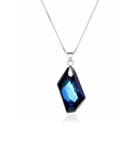 925 Ayar Swarovski Taşlı 24mm Crystal Bermuda Blue De-Art Gümüş Kolye
