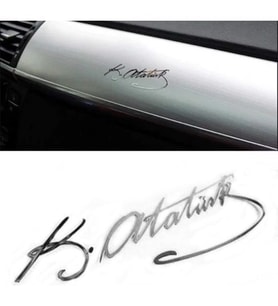 Atatürk Imzası Sticker Metalik Folyo 15CM ve 10 CM