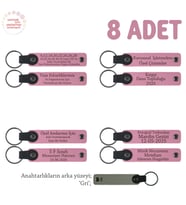 Pembe & Gri, Sınıf Öğrencilerinden Öğretmene Anlamlı Hediye, 8'li Set, İsim Yazılabilir Anahtarlık