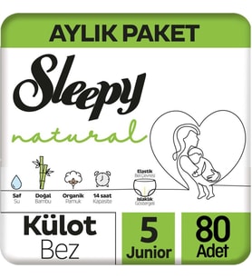 Sleepy Külot Bebek Bezi Natural Beden:5 (11-18KG) Junior 80 Adet Ultra Pk
