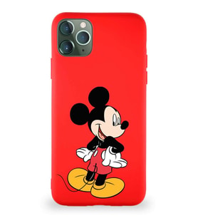 Apple iPhone 11 Pro Max Soft Premier Kapak Mickey Mouse-D Tasarımlı Silikon Kılıf - Kırmızı (Şeffaf)