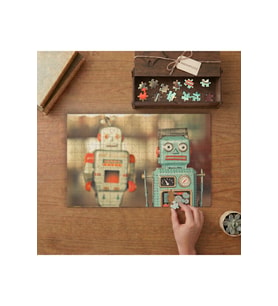 Metal Oyuncak Robotlar Tasarımı 240 parça Ahşap Puzzle Ahşap Kutuda MP00988