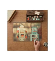 Metal Oyuncak Robotlar Tasarımı 240 parça Ahşap Puzzle Ahşap Kutuda MP00988