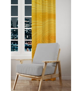 Yellow Wave Stile Desenli Süet Oturma Odası Salon Fon Perde Baskılı Ekstrafor Büzgü TEK KANAT