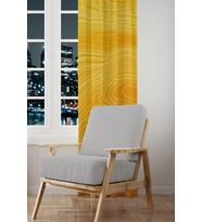 Yellow Wave Stile Desenli Süet Oturma Odası Salon Fon Perde Baskılı Ekstrafor Büzgü TEK KANAT