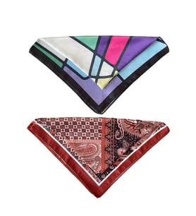 2 Li Saten Bandana Seti Saten Fular Saten Çanta Aksesuarı Özel Desen Bandana 45X50 Cm