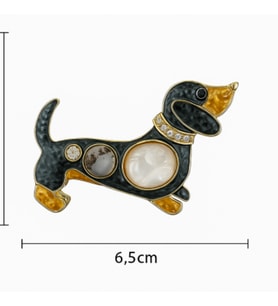 Altın Kaplama Sosis Köpek Tasarımlı Mıknatıslı Broş