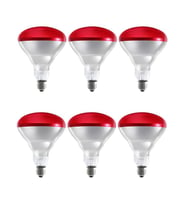 (6 Adet) 250W Kızılötesi Isıtıcılı Fizik Tedavi Lambası (Kırmızı Işık) E27 (Kalın Duy)