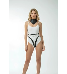 Mulvxbrf Brf02 Siyah Harness Takım Zincir Detaylı Fermuarlı Vücut Kemeri - Brf1329 (Mulvix)