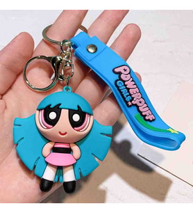 Powerpuff Girls Kızları Silikon Anahtarlık Mega Boy Çizgi Film Kahramanları Tatlı Oyuncak Şirin Aksesuar Araba Çanta Süsü Biblo Dekoratif Hediyelik Eşya