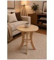 Meşe Yan Sehpa 50 cm Çap 60 cm Yükseklik MDF Ayak Zigon