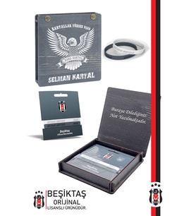 Beşiktaş Orijinal Lisanslı 2'li Silikon Bileklik Kişiye Özel Ahşap Kutulu (Siyah - Beyaz)