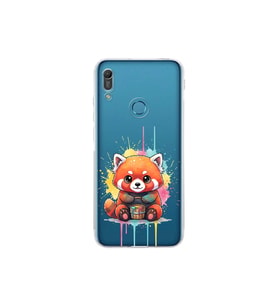 Huawei Y6 Pro 2019 ile Uyumlu Splash Tilki Tasarımlı Şeffaf Silikon Kılıf