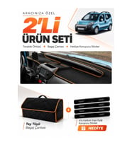 e-biz CITROEN NEMO (2007-2020) Uyumlu Torpido Örtüsü + Tay Tüyü Çanta - Siyah-Kahverengi - CI005