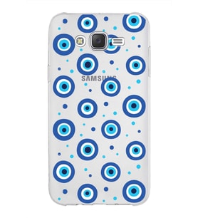 PrintiFy Samsung Galaxy J7 ile Uyumlu 1mm Slim Fit Nazar Boncuğu 1 Baskılı Şeffaf  Kılıf