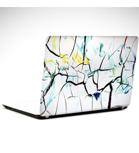 Mavi Sarı ve Çizgiler Soyut Laptop Sticker 17 inch (39X27CM)