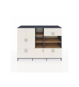 Kronos Dolap 14 Raflı 9 Kapaklı 220x59x163 Antrasit-Aytaşı/Çam